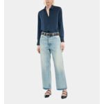 Chemise En Soie Bleu Marine Femme