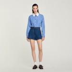 Short en jean détails en cuir