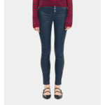 Jean Skinny Effet Cuir Bleu Marine Femme