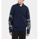 Cardigan En Laine Mélangée Bleu Marine Homme