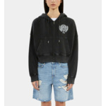 Sweatshirt Blason Noir À Capuche Femme