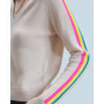 Pull Col V Bandes Manches Multicolore