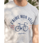T-shirt col rond gris chiné J'aime mon vélo