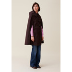 Cape à capuche amovible prune