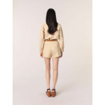 Short à pinces en lin et coton