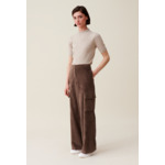 Pantalon cargo large velour côtelé