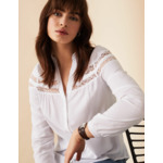 Chemise Lena blanche avec empiècement en dentelle sur les épaules
