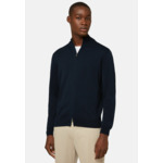 Pull Full Zip Bleu Marine En Coton Pima