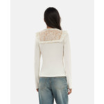 Tee-Shirt A Manches Longues Empiecement Dentelle