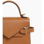 Petit sac à main double rabat Emilie en cuir grainé