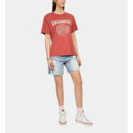 T-Shirt Rouge Avec Sérigraphie Blason Femme