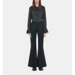 Pantalon Tailleur En Laine Mélangée Noir Femme