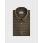 Chemise arnold col prodigieux avec poche poitrine en popeline à carreaux kaki