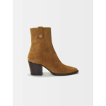 Bottines santiags en cuir suède camel