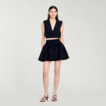 Jupe courte patineuse à paillettes