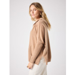 Pull poncho capuche cachemire Alix CAMEL CHINE