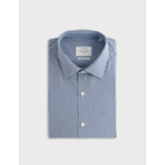 Chemise col figaret en popeline rayée marine