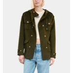 Blouson Style Officier En Laine Mélangée Kaki Femme