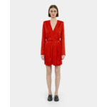 Robe Courte Rouge À Pois Jacquard Femme