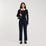 Top smocké à col contrasté