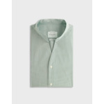 Chemise carl col droit ouvert en popeline rayée vert