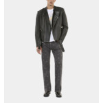 Blouson Biker En Cuir Noir Homme