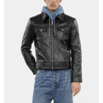 Blouson En Cuir Noir Homme