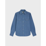 Chemise gisèle avec poches poitrine en denim chevron bleu