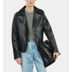 Blouson Biker En Cuir Noir Homme