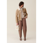 Veste peau lainée courte beige