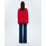 Pull fin à col V rouge