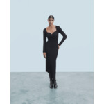 Robe Longue Manche Longue Decolleté Coeur
