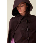 Cape à capuche amovible prune