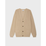 Cardigan ferdinand col v boutonné en laine et coton beige