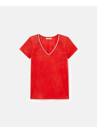 Top Tasmanie Rouge en Lin