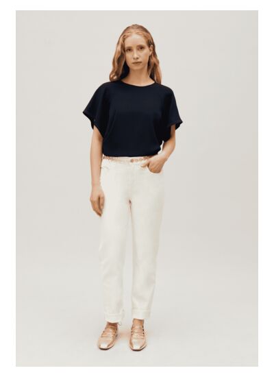 Top marine manches courtes