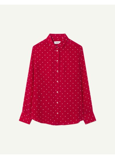 Chemise Marion en crêpe de soie rouge à pois