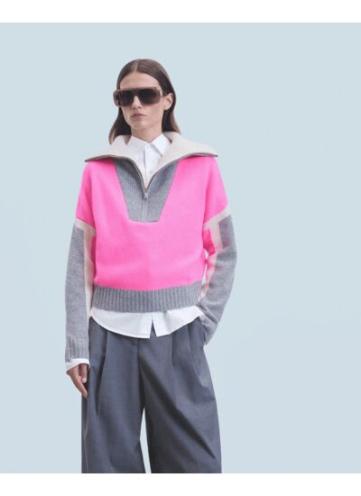 Pull Col Camionneur Tricolore