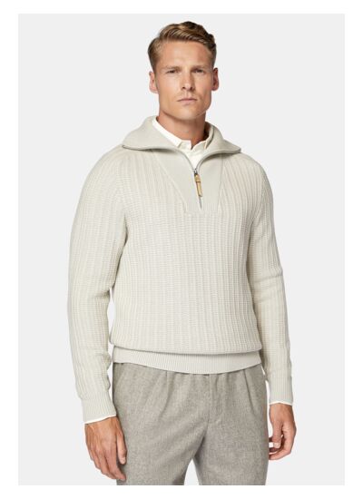 Pull Demi-Zip Sable En Laine Mérinos