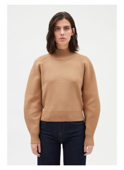 Pull à manches volumineuses beige
