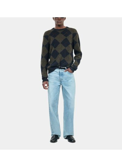 Pull À Losanges Noir Et Kaki Homme