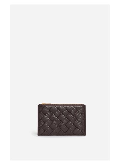 Porte Monnaie En Cuir Tressé Cuir D'agneau Tressé