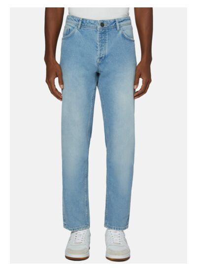 Jean En Denim Extensible Bleu À Délavage Clair