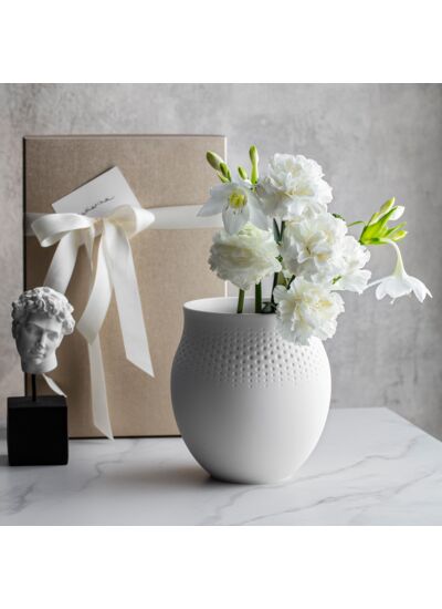 Manufacture Collier blanc Vase Perle grand 16,5x16,5x17,5cm