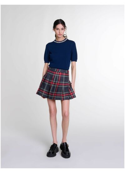 Pull court en maille avec strass