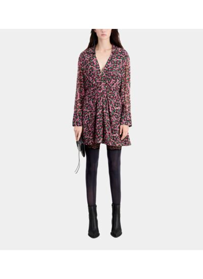 Robe Courte Imprimée Avec Drapé Femme