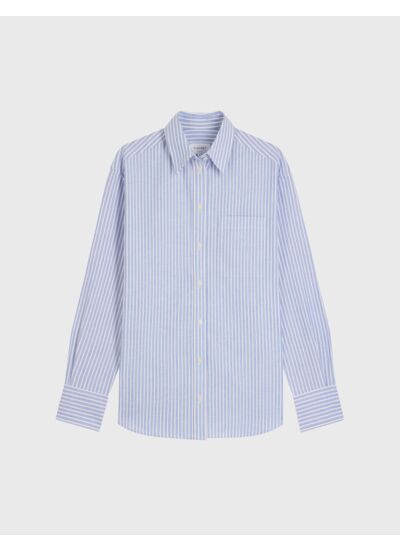 Chemise charlotte avec poche poitrine en oxford rayé bleu