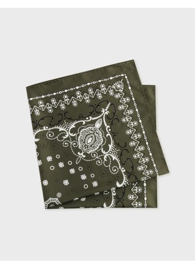 Bandana à motifs en twill de soie kaki