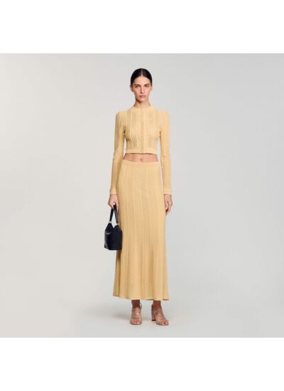 Jupe longue en maille pointelle