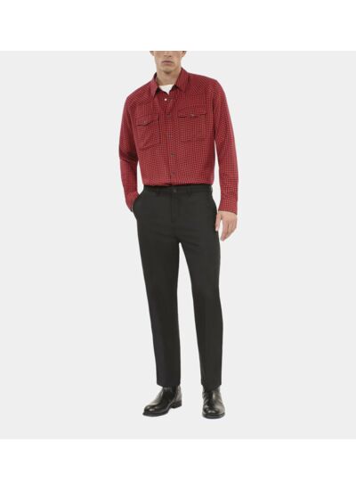 Chemise Pied De Poule Noir Et Rouge Homme